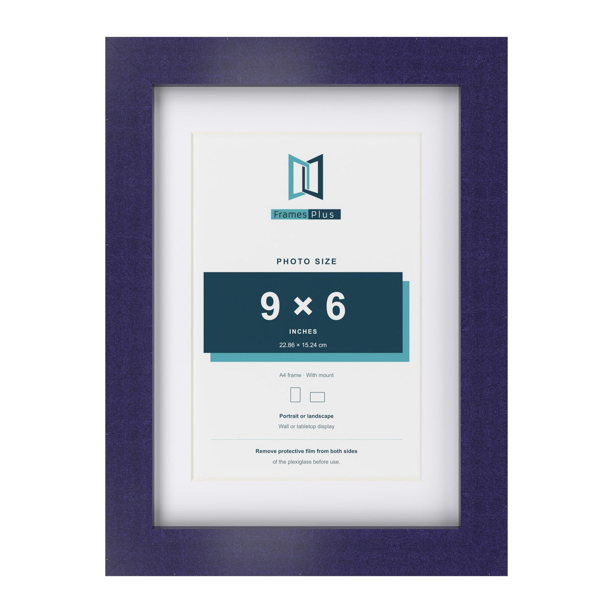 Purple A4 picture frame with a white mount for a 9 x 6 inch photo