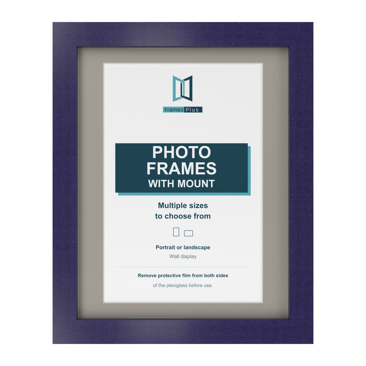 Purple picture frame with a Dawn Grey mount
