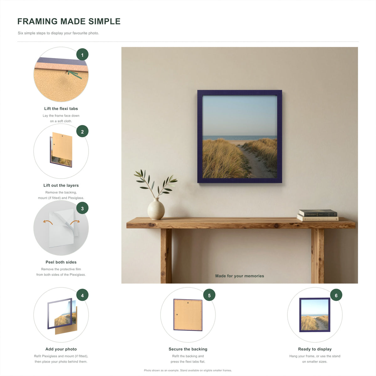 How to put a photo in a Purple picture frame in six steps