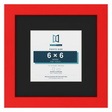 Red 10 x 10 inch picture frame with a black mount for a 6 x 6 inch photo