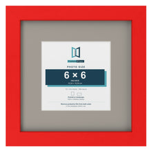 Red 10 x 10 inch picture frame with a Dawn Grey mount for a 6 x 6 inch photo