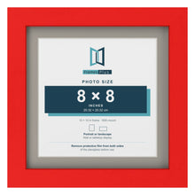 Red 10 x 10 inch picture frame with a Dawn Grey mount for an 8 x 8 inch photo