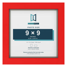 Red 10 x 10 inch picture frame with a Dawn Grey mount for a 9 x 9 inch photo