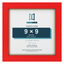 Red 10 x 10 inch picture frame with an ivory mount for a 9 x 9 inch photo