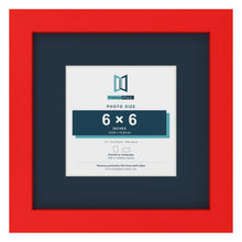 Red 10 x 10 inch picture frame with a Pacific Blue mount for a 6 x 6 inch photo