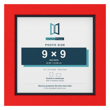 Red 10 x 10 inch picture frame with a Pacific Blue mount for a 9 x 9 inch photo