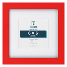 Red 10 x 10 inch picture frame with a white mount for a 6 x 6 inch photo