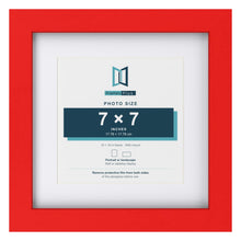 Red 10 x 10 inch picture frame with a white mount for a 7 x 7 inch photo