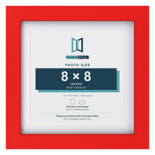 Red 10 x 10 inch picture frame with a white mount for a 8 x 8 inch photo