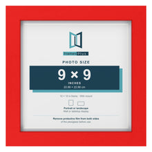 Red 10 x 10 inch picture frame with a white mount for a 9 x 9 inch photo