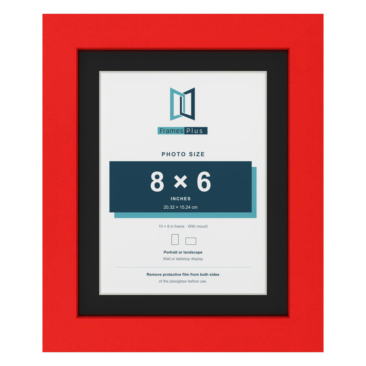 Red 10 x 8 inch picture frame with a black mount for an 8 x 6 inch photo