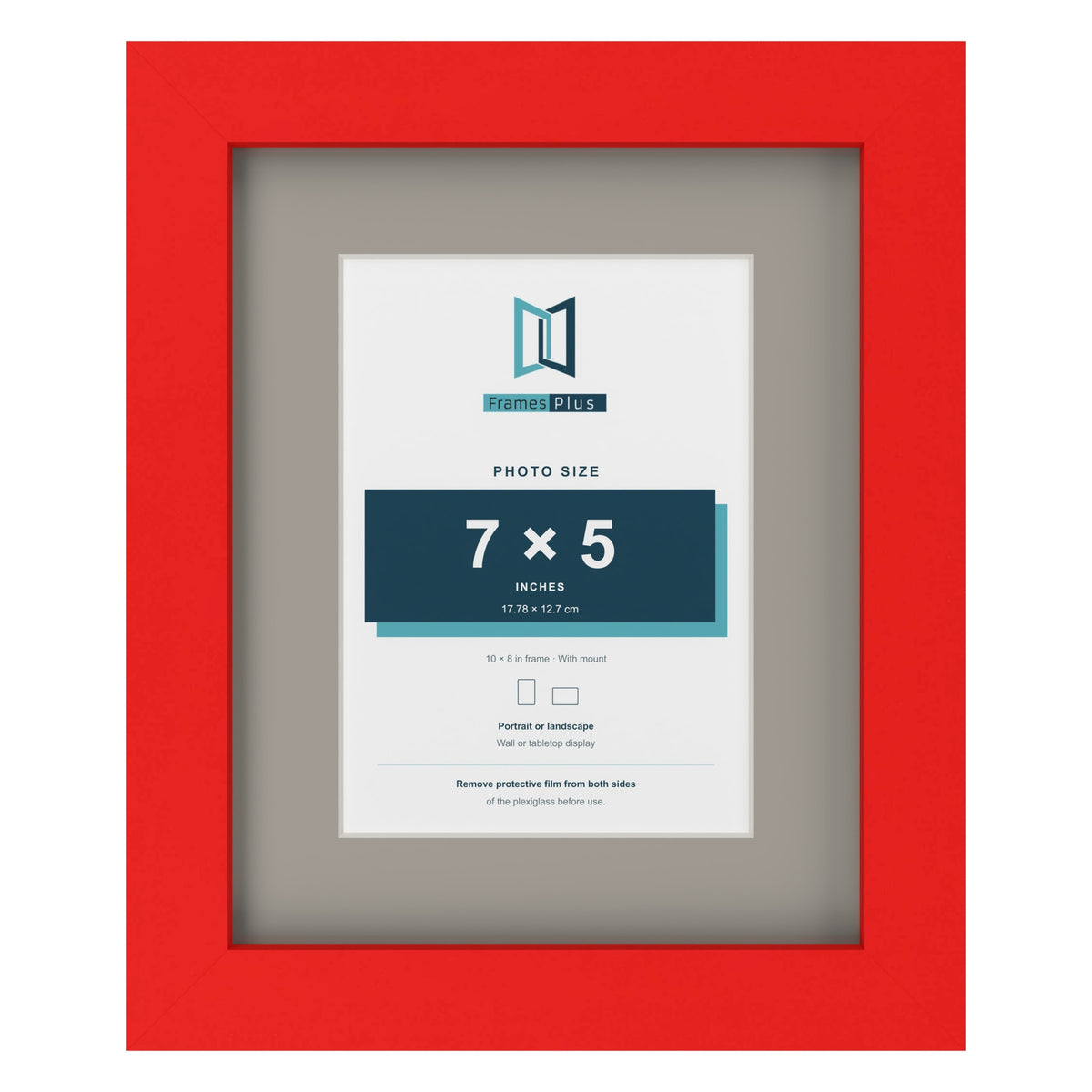 Red 10 x 8 inch picture frame with a Dawn Grey mount for a 7 x 5 inch photo