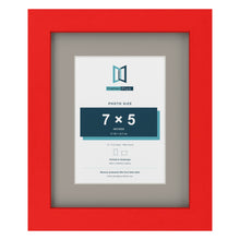 Red 10 x 8 inch picture frame with a Dawn Grey mount for a 7 x 5 inch photo