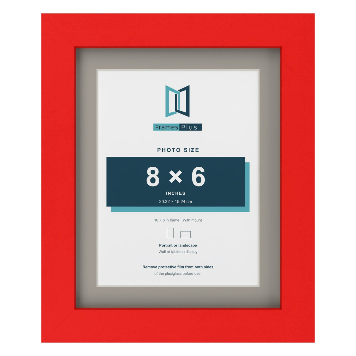Red 10 x 8 inch picture frame with a Dawn Grey mount for an 8 x 6 inch photo