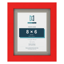 Red 10 x 8 inch picture frame with a Dawn Grey mount for an 8 x 6 inch photo