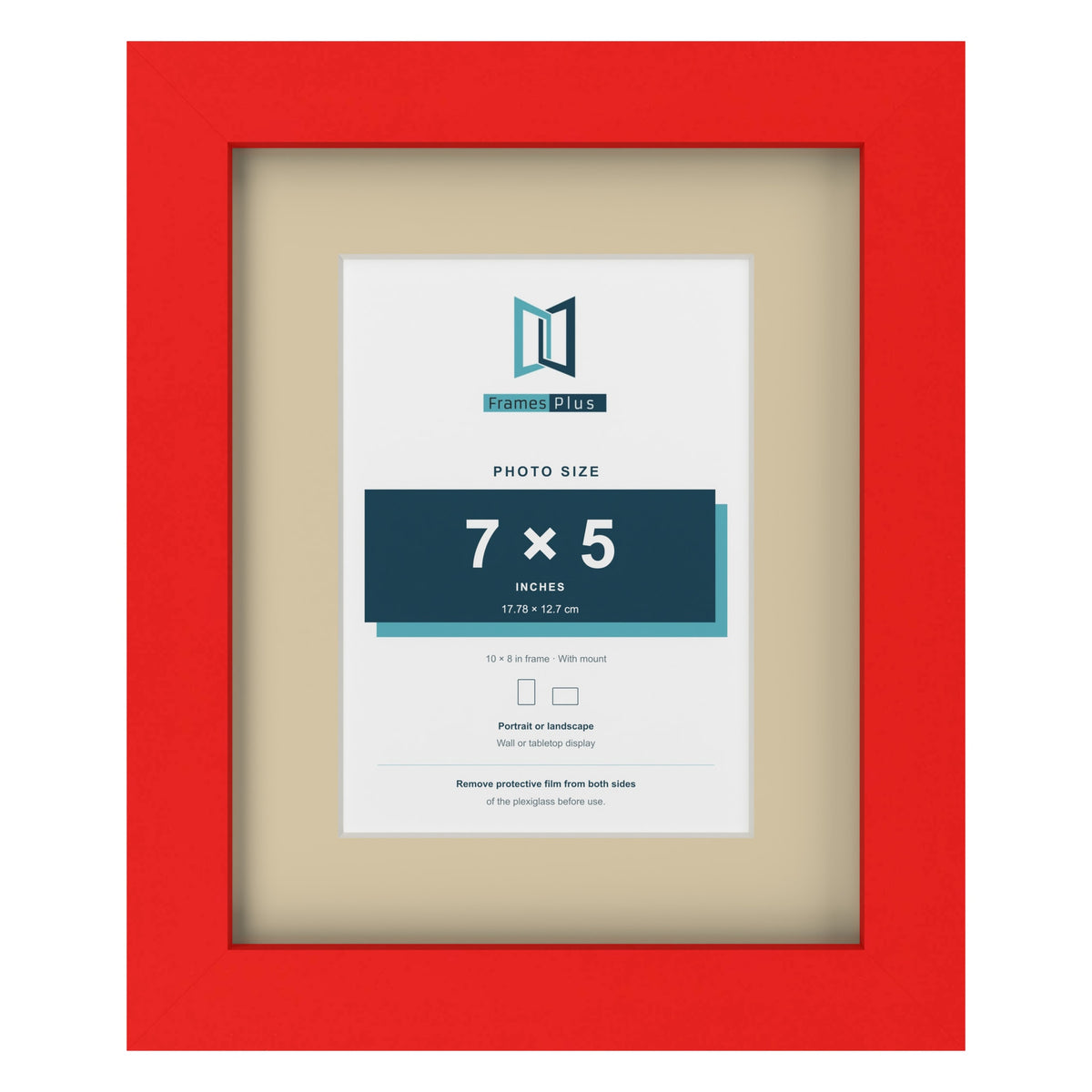 Red 10 x 8 inch picture frame with an ivory mount for a 7 x 5 inch photo