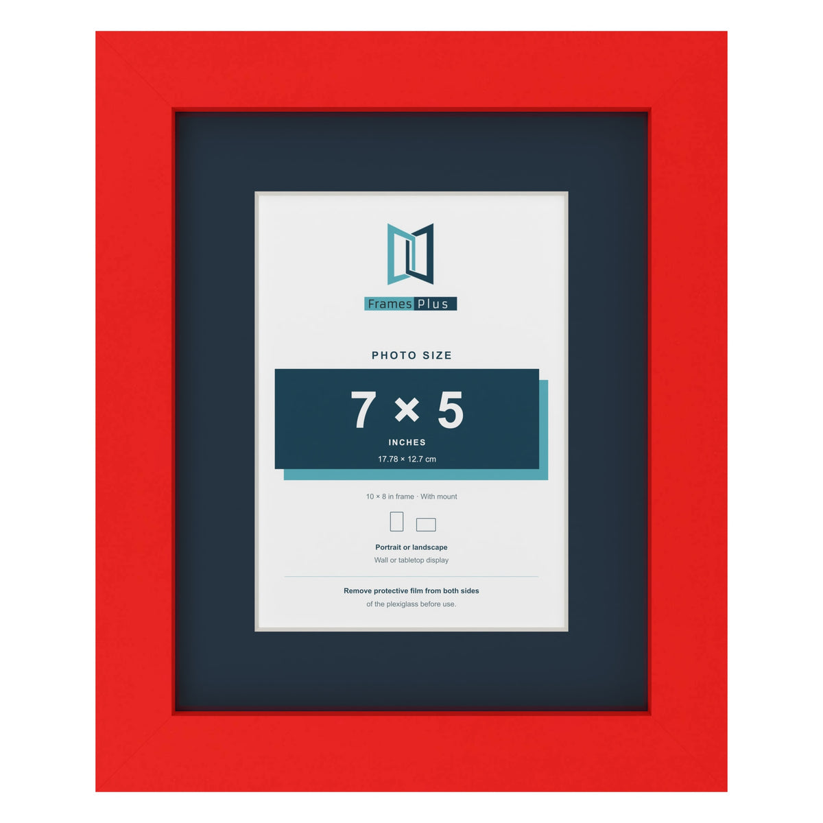 Red 10 x 8 inch picture frame with a Pacific Blue mount for a 7 x 5 inch photo