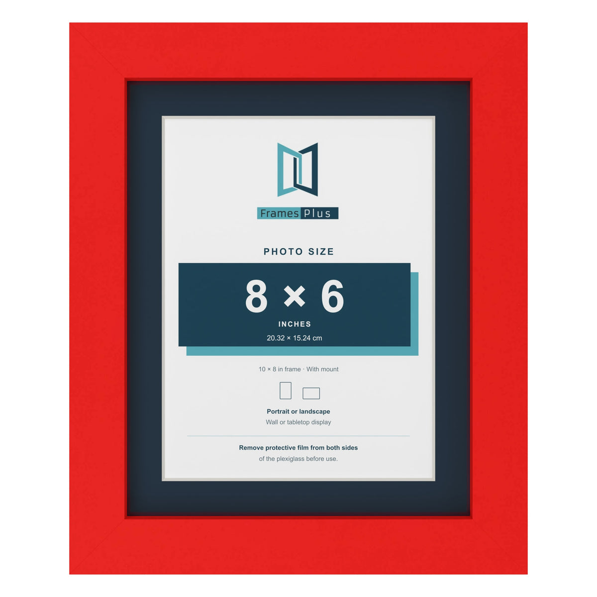 Red 10 x 8 inch picture frame with a Pacific Blue mount for an 8 x 6 inch photo