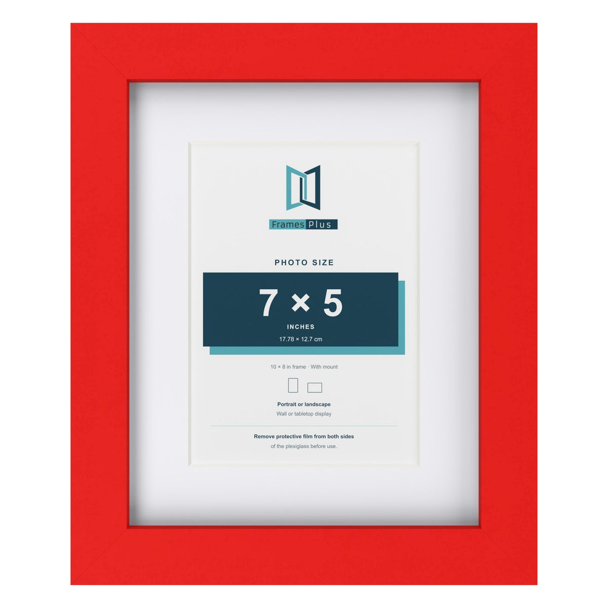 Red 10 x 8 inch picture frame with a white mount for a 7 x 5 inch photo