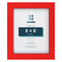 Red 10 x 8 inch picture frame with a white mount for a 8 x 6 inch photo