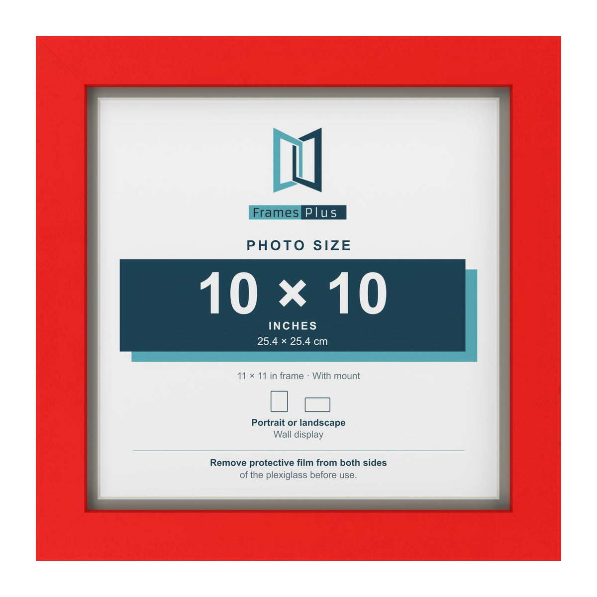 Red 11 x 11 inch picture frame with a Dawn Grey mount for a 10 x 10 inch photo