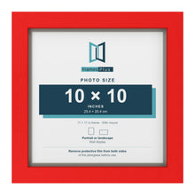 Red 11 x 11 inch picture frame with a Dawn Grey mount for a 10 x 10 inch photo