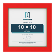 Red 11 x 11 inch picture frame with an ivory mount for a 10 x 10 inch photo