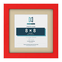 Red 11 x 11 inch picture frame with an ivory mount for an 8 x 8 inch photo