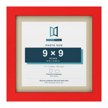 Red 11 x 11 inch picture frame with an ivory mount for a 9 x 9 inch photo
