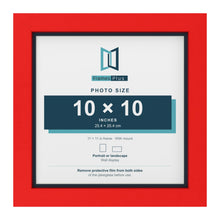 Red 11 x 11 inch picture frame with a Pacific Blue mount for a 10 x 10 inch photo