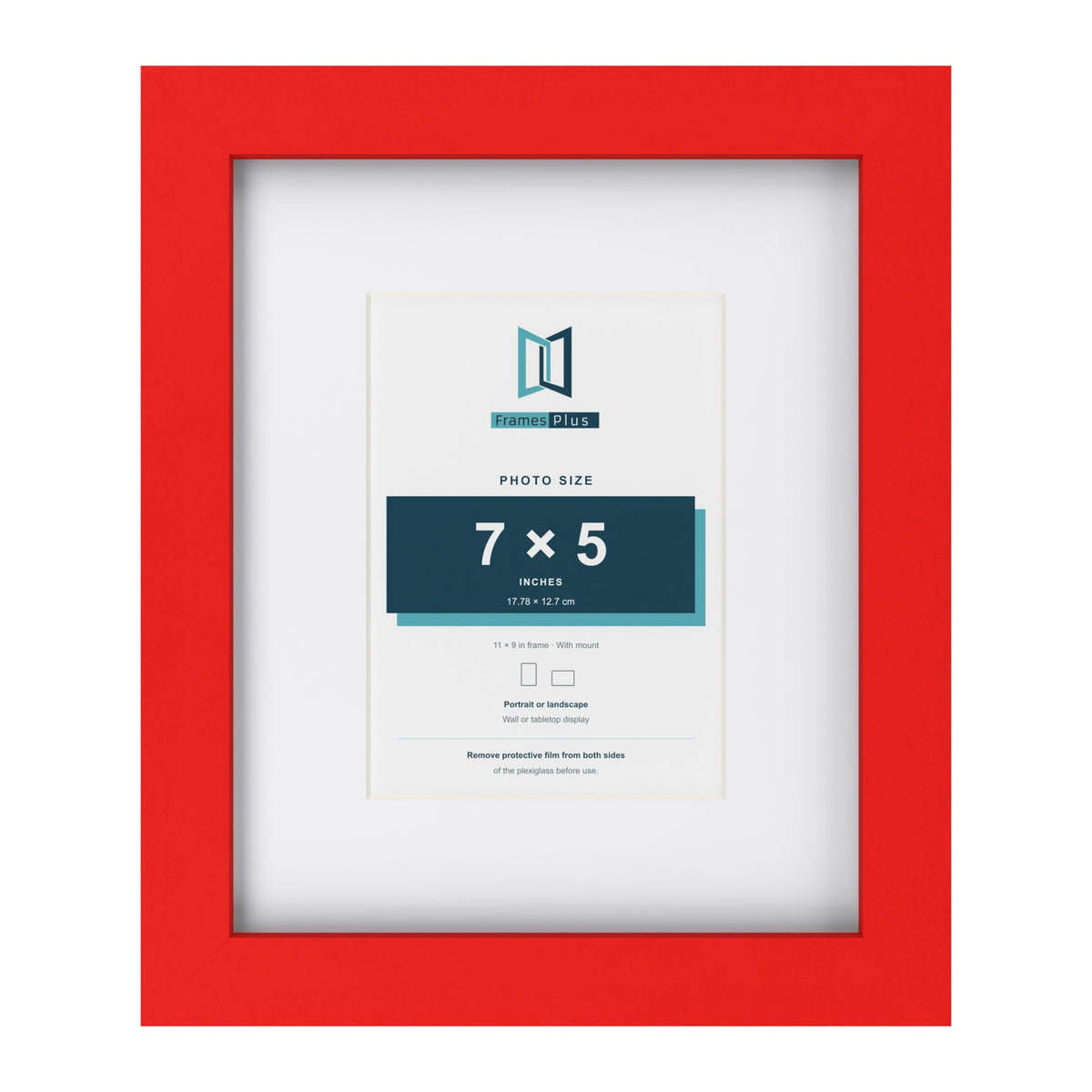 Red 11 x 9 inch picture frame with a white mount for a 7 x 5 inch photo
