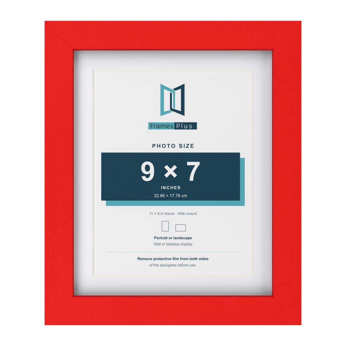Red 11 x 9 inch picture frame with a white mount for a 9 x 7 inch photo