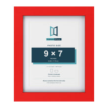 Red 11 x 9 inch picture frame with a white mount for a 9 x 7 inch photo