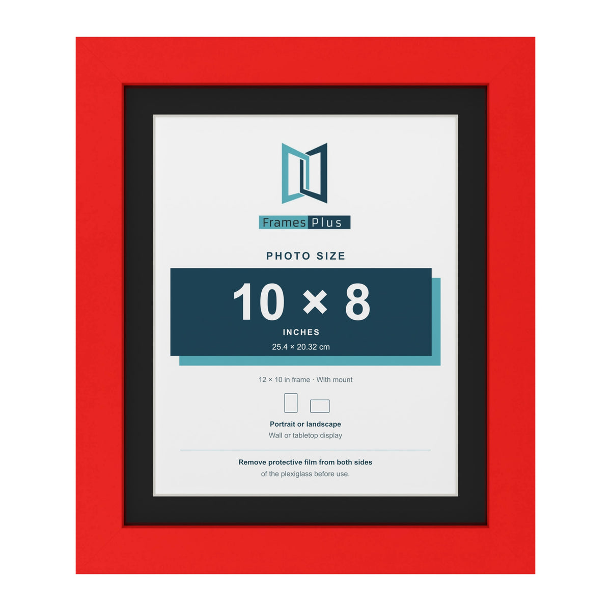 Red 12 x 10 inch picture frame with a black mount for a 10 x 8 inch photo