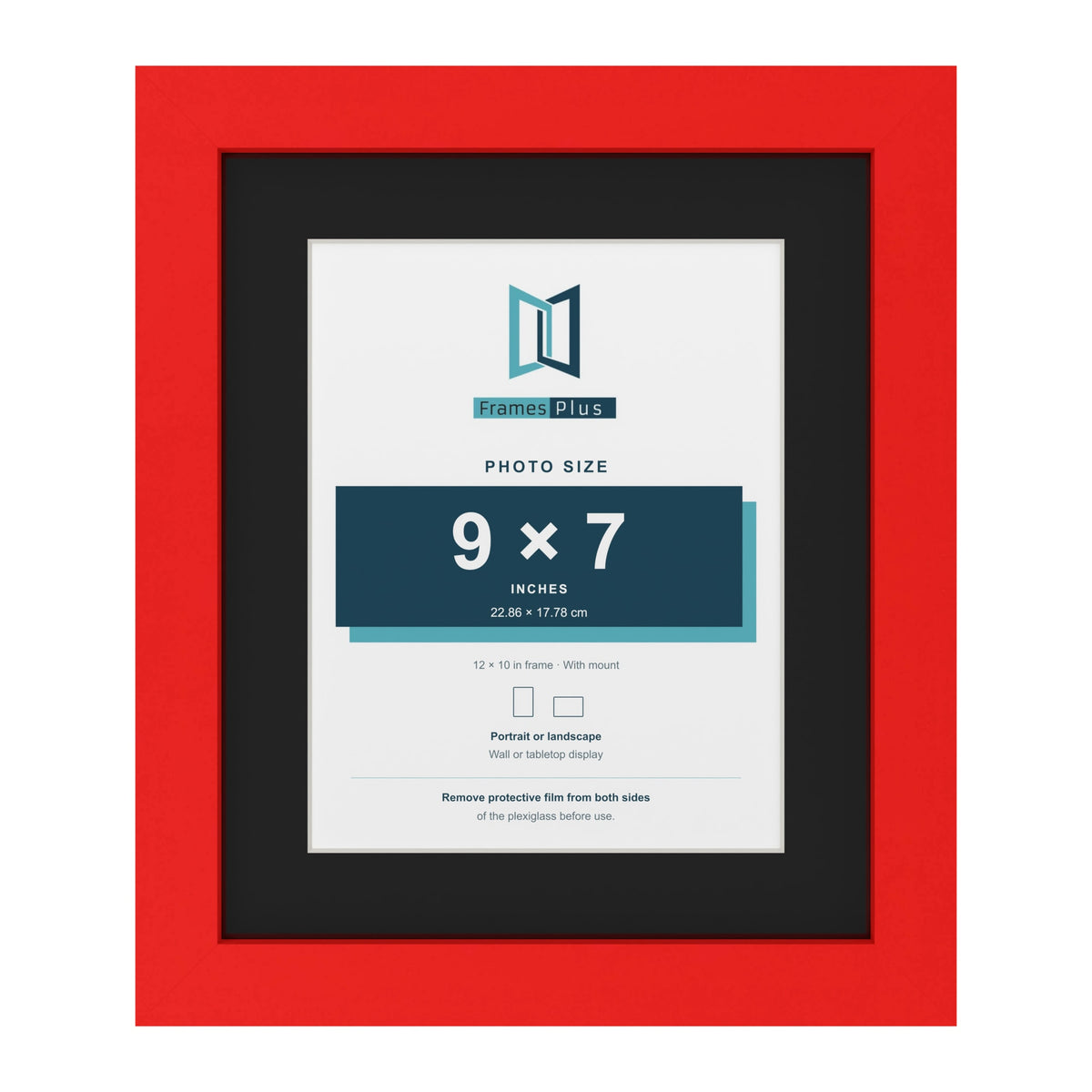 Red 12 x 10 inch picture frame with a black mount for a 9 x 7 inch photo