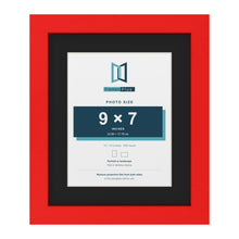 Red 12 x 10 inch picture frame with a black mount for a 9 x 7 inch photo