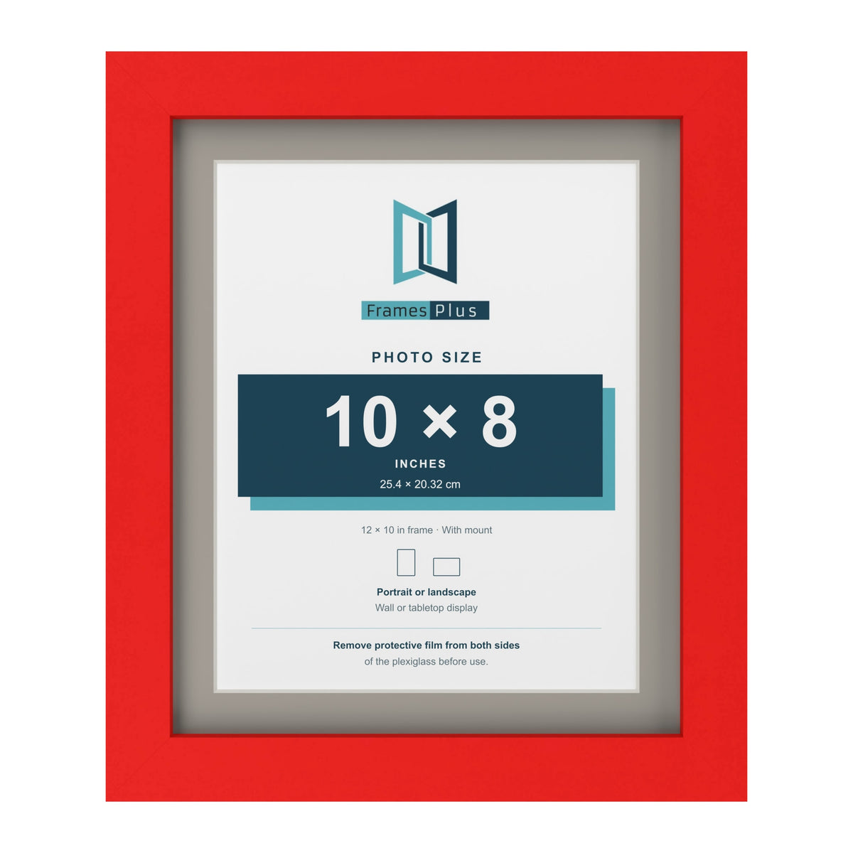 Red 12 x 10 inch picture frame with a Dawn Grey mount for a 10 x 8 inch photo