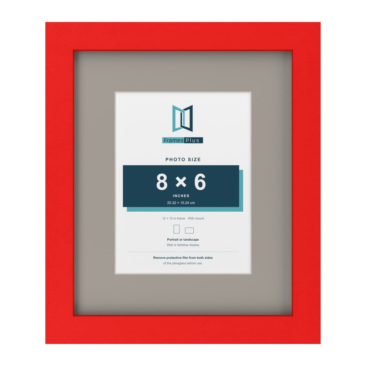 Red 12 x 10 inch picture frame with a Dawn Grey mount for an 8 x 6 inch photo