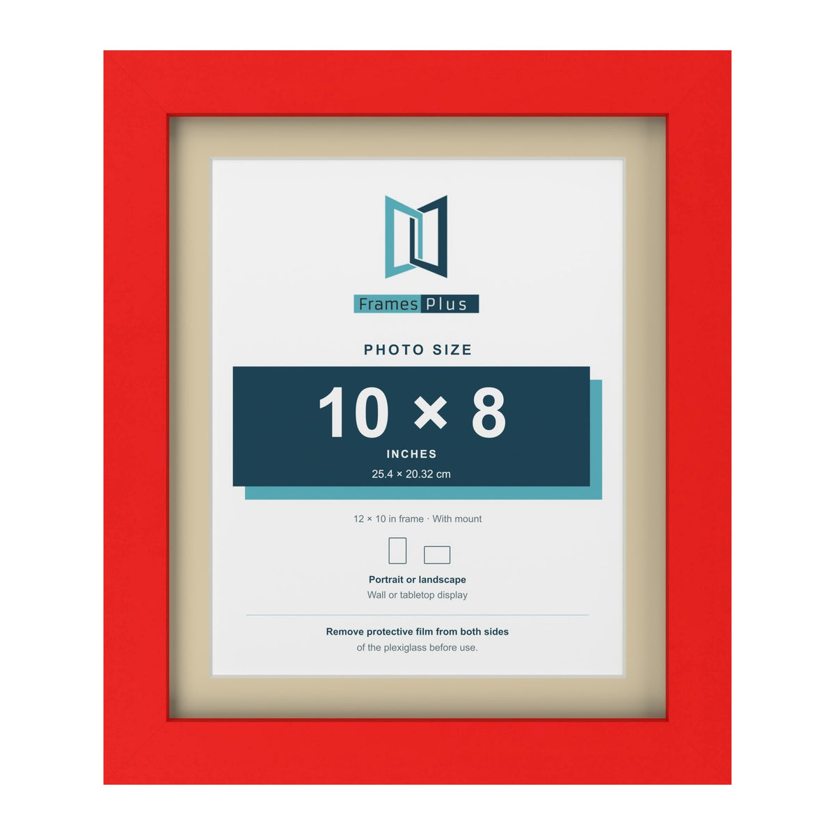 Red 12 x 10 inch picture frame with an ivory mount for a 10 x 8 inch photo