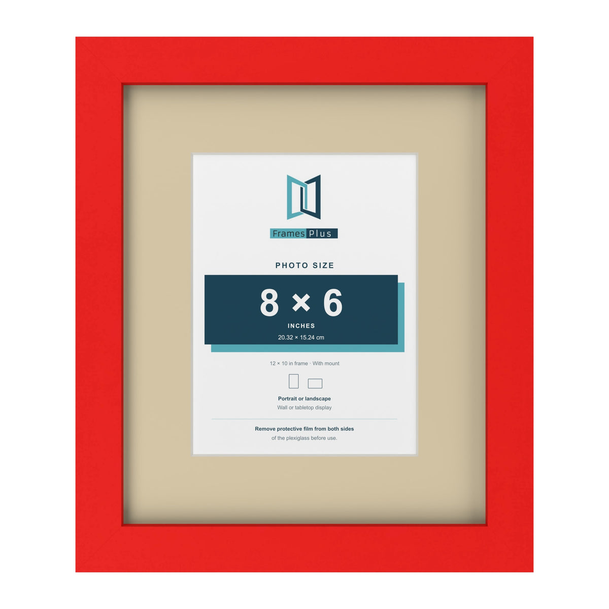 Red 12 x 10 inch picture frame with an ivory mount for an 8 x 6 inch photo