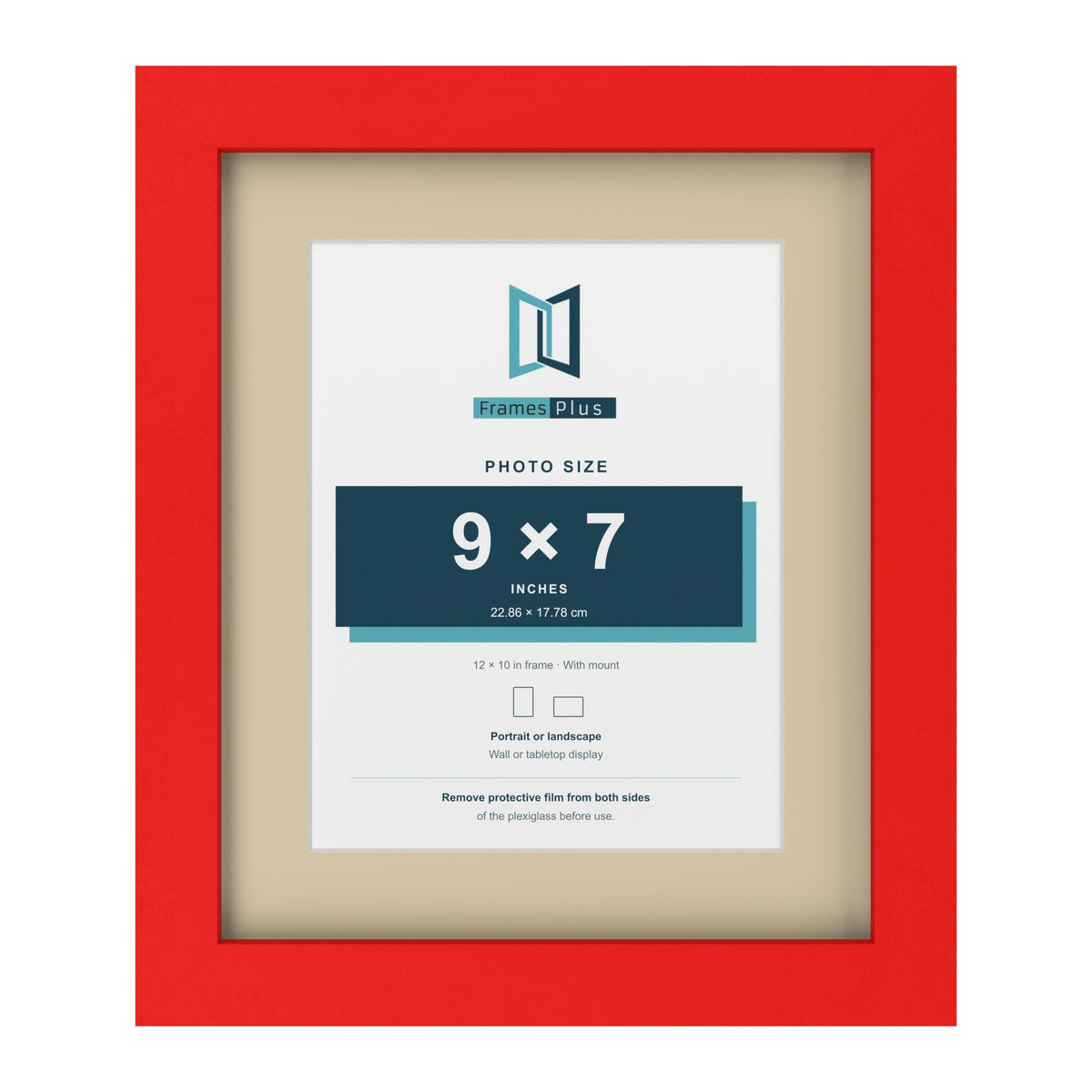 Red 12 x 10 inch picture frame with an ivory mount for a 9 x 7 inch photo