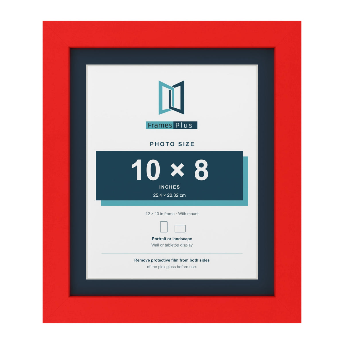 Red 12 x 10 inch picture frame with a Pacific Blue mount for a 10 x 8 inch photo