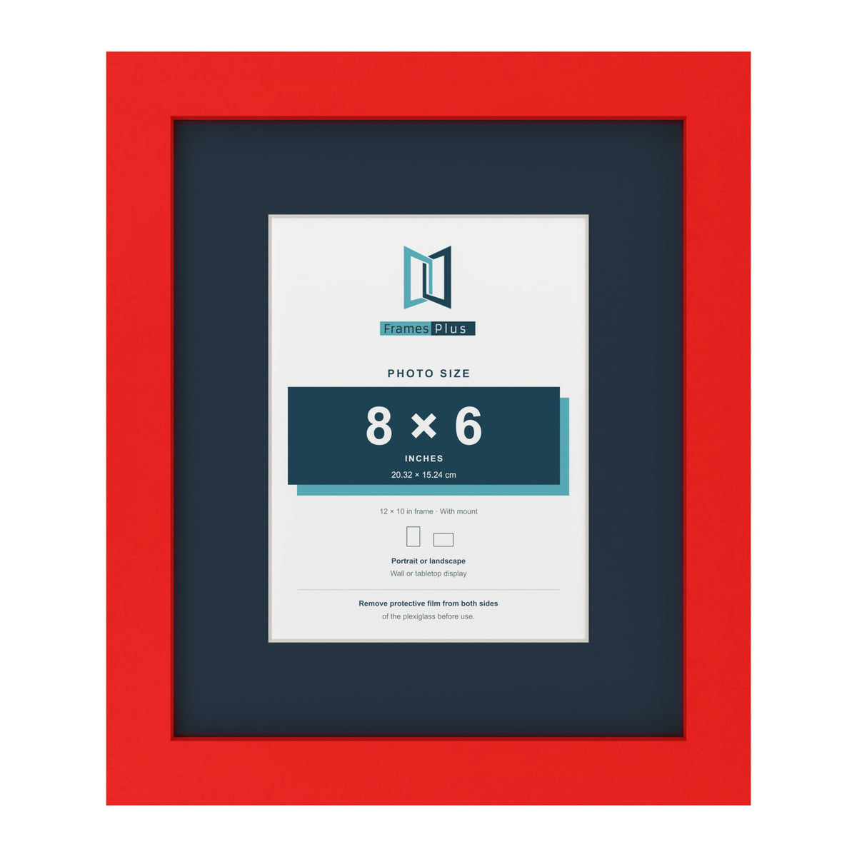 Red 12 x 10 inch picture frame with a Pacific Blue mount for an 8 x 6 inch photo
