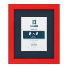 Red 12 x 10 inch picture frame with a Pacific Blue mount for an 8 x 6 inch photo