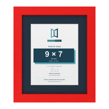 Red 12 x 10 inch picture frame with a Pacific Blue mount for a 9 x 7 inch photo