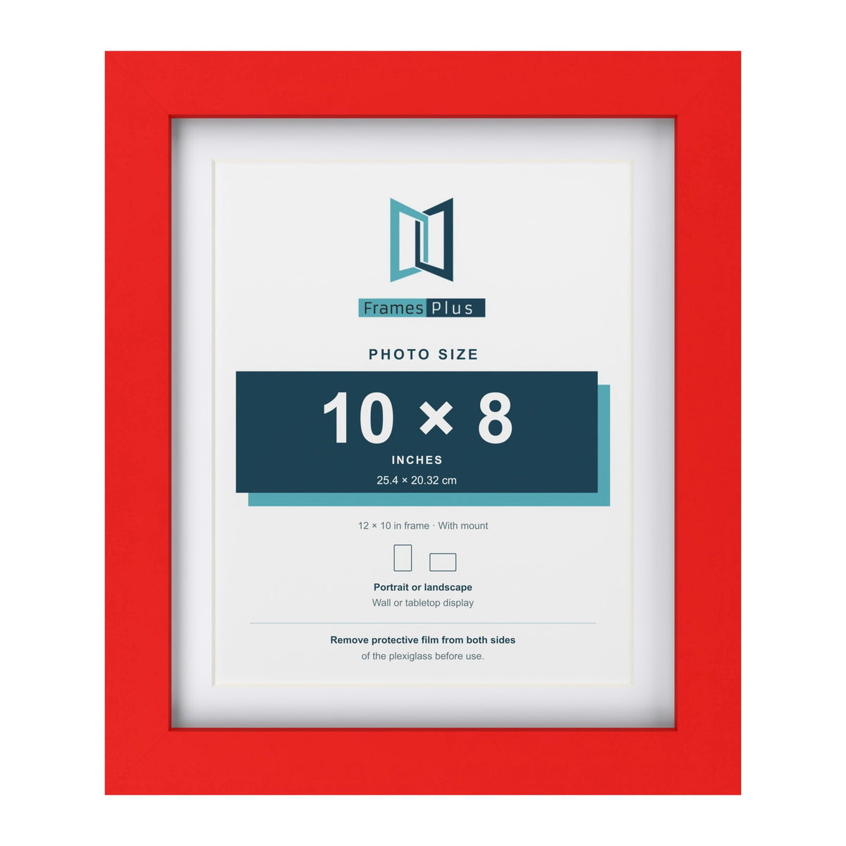 Red 12 x 10 inch picture frame with a white mount for a 10 x 8 inch photo