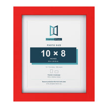 Red 12 x 10 inch picture frame with a white mount for a 10 x 8 inch photo