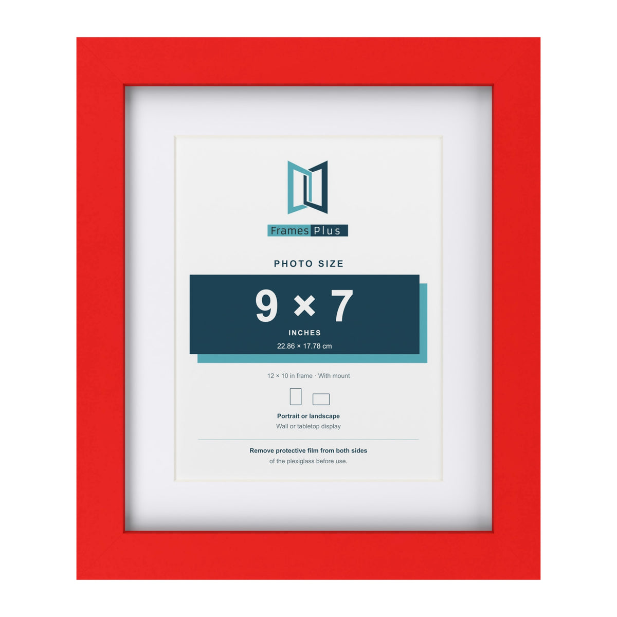 Red 12 x 10 inch picture frame with a white mount for a 9 x 7 inch photo