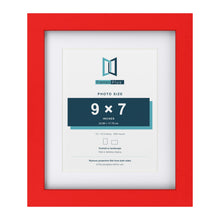 Red 12 x 10 inch picture frame with a white mount for a 9 x 7 inch photo