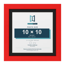 Red 12 x 12 inch picture frame with a black mount for a 10 x 10 inch photo